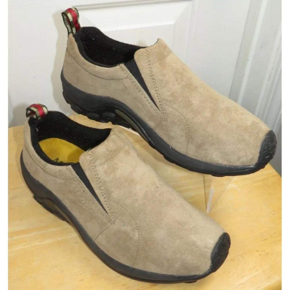 MERRELL Jungle Moc Classic Taupe Suede Leather Slip On Casual Shoes Women Sz 9